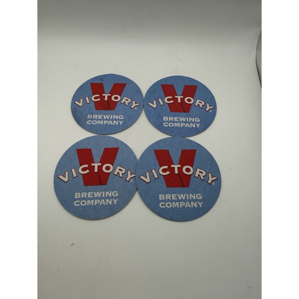 Victory Brewing Company Beer Coasters Set of 4 Blue Red Logo Bar Brewery